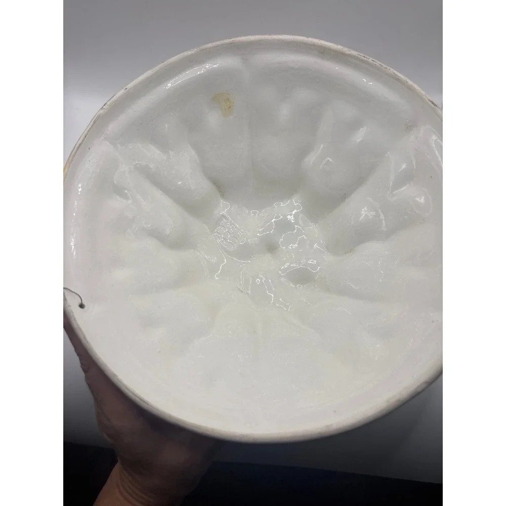 Vintage Ceramic Sun Face Mold Wall Hanging White Yellow Celestial Decor 8.5